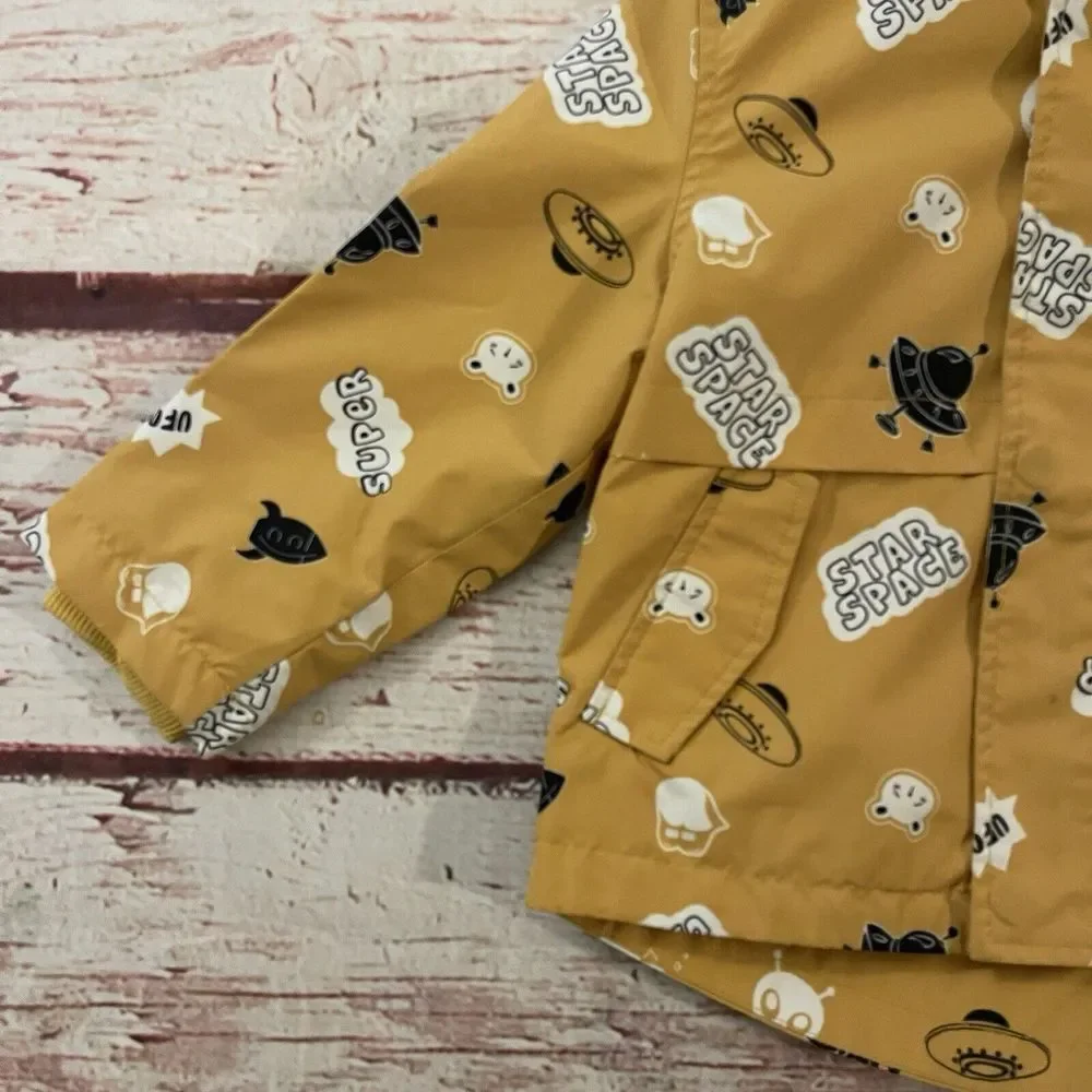 Balabala Toddler‎ Rain Coat Size 90/52 Yellow Alien Theme